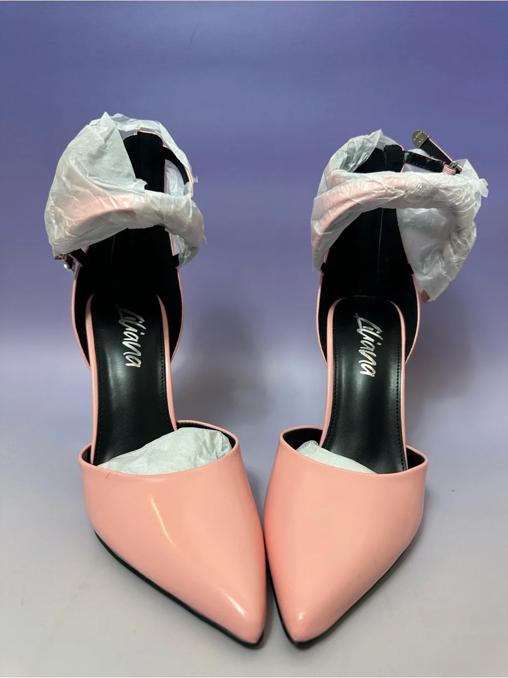 Liliana Pink Pointed Toe Ankle Strap Stiletto Pumps